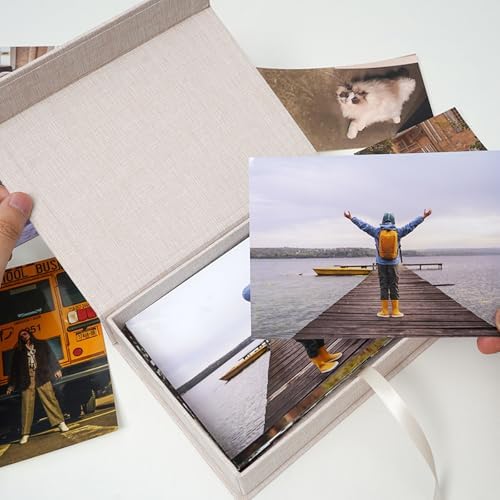 5x7 Photo Storage Box, Premium Linen Memory Box for Photos, Pictures, Certificates, Scrapbooking Supplies & Jewelry - Portable, Stackable Organizer for Home, Crafters & Collectors - Image 5