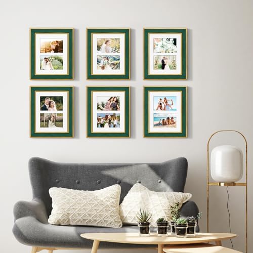 Suede 8x10 Picture Frame Display 2 Opening 4x6 Double Picture Frames Collage Wall Decor with Mat,Multi Photo Frame for Plexiglass,Wall or Tabletop Decor,1Pack,Green - Image 7