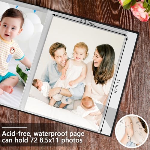 Aevdor 8.5x11 Photo Album, Holds 72 Photos, Linen Cover, Black - Image 2