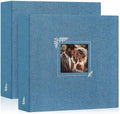 Lanpn 2 Packs Scrapbook Photo Album 12x12, Linen Window Design Cover Top Load 3 Ring Folder Binder Photo Book Photobook 12 x 12 inch with 30 Plastic Sleeves 60 Pages (Blue) by Lanpn