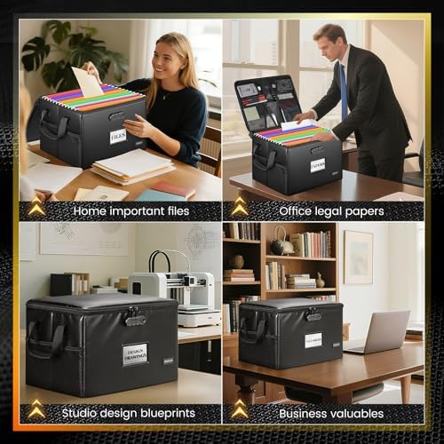 DEEGO Fireproof Document Box, Water-Resistant File Organizer Box with Lock - Image 6