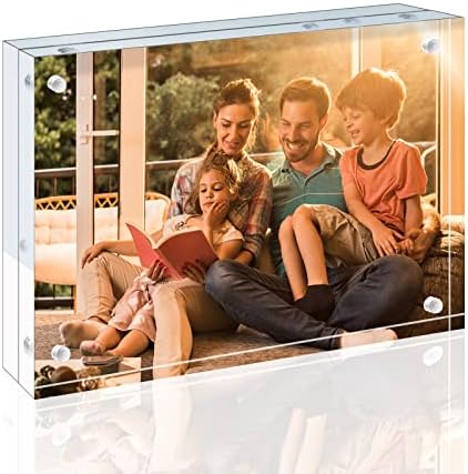 Egofine 4x6 Acrylic Frame, 20mm Thicker Frameless Clear Picture Frame, Double Sided Magnetic Picture Frame, Free Standing Desktop Display by Egofine