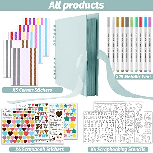 Gotideal 80 Pages Scrapbook Album with 10 Metallic Markers, Blue - Image 2