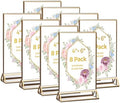8 Pack Acrylic Sign Holder 4x6 Gold Frames, Wedding Table Number Holders Double Sided Vertical Clear Display Stand, Picture Holders for Tables, Menus, Flyers, Party and Office Decor by DECOHOBO
