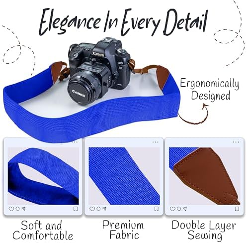 Art Tribute Camera Strap - Shoulder, Crossbody & Neck Camera Strap for Photographers, Fits All Cameras, Canon Nikon Sony Fujifilm, Padded Strap W/Quick Release, Embroidered Cotton & Leather Ends - Image 3