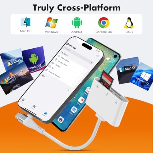 XD Card Reader for iPhone 17 16 15 14, 3-in-1 USB-C & Lightning SD Card Adapter for Olympus xD Picture Card, Micro SD Reader for MacBook, iPad, Android, Old Camera Photo Transfer - Image 4