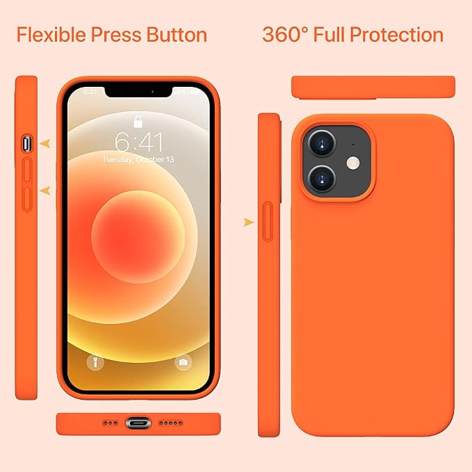 Miracase Silicone for iPhone 12 Case and iPhone 12 Pro Case, Orange | Liquid Silicone Gel Rubber Shockproof Drop Protection Phone Case for iPhone 12/12 Pro 6.1 inch - Image 6