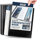 Dunwell Presentation Binder 48-Pocket, Displays 96 Pages, 8.5x11 Portfolio Binder with Plastic Sleeves, Storage and Organizer for Documents, Photos, Kids Artwork, Projects, Recipes (2 Pack, Black) by Dunwell
