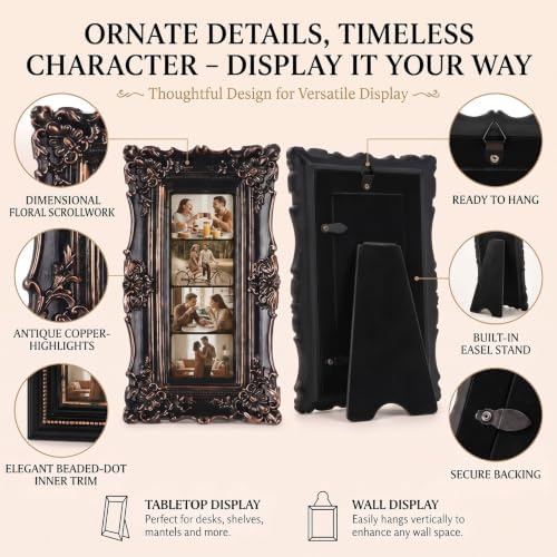 Wonderjune 1 Pack 2 x 6 Inch Vintage Black Gold Photo Booth Frames - Image 3