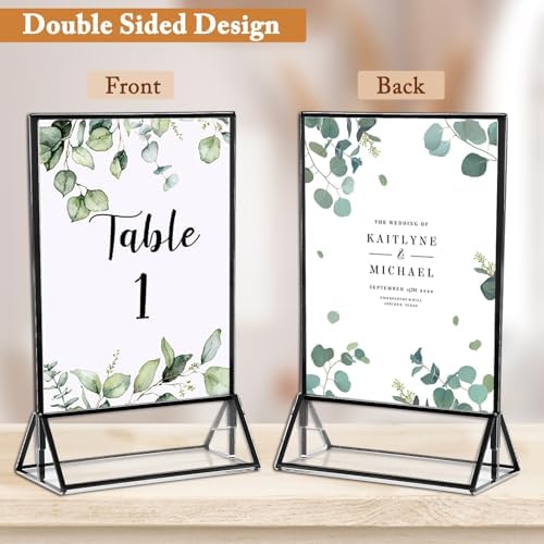 Floroom 6 Pack 5x7 Inch Clear Acrylic Sign Holders, Double-Sided Black Display Stand Picture Frames for Table Numbers, Menus, Flyers, Weddings, and Offices - Image 4