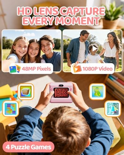 CalineGam Kids Instant Print Camera, 1080P HD Dual Lens with 32GB Card | 2.4" Screen Kids Camera with 3 Paper Rolls, 16X Zoom, Christmas Birthday Gifts for Girls and Boys Age 3-12 - Image 5