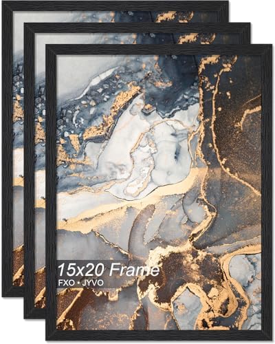 Fxojyvo 15x20 Picture Frame Set of 3 Black Engineered Wood Wall Hanging by Fxojyvo
