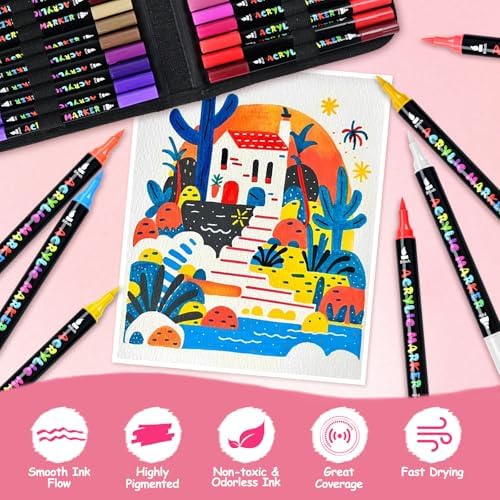 IVSUN 100 Colors Acrylic Paint Pens, Water-Based Dual Tip Paint Markers - Image 6