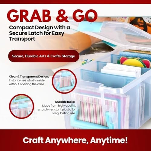ArtBin 6925AA Semi Satchel with Removable Dividers, Portable Art & Craft Organizer with Handle, [1] Plastic Storage Case, Clear - Aqua Accents (Pack of 4) - Image 6