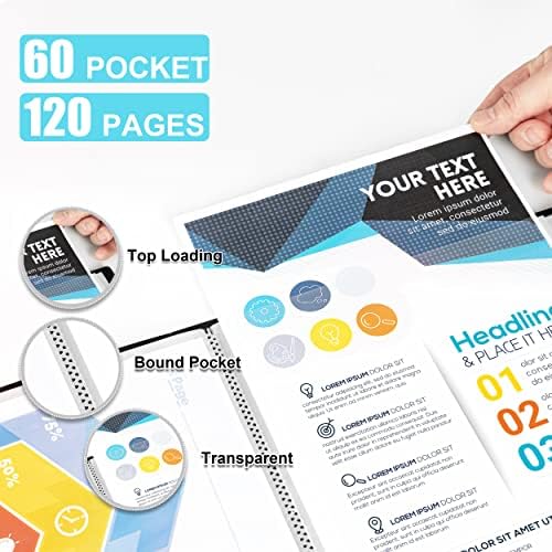 MyLifeUNIT Professional Binder with Plastic Sleeves, 60 Pockets Displays 120 Pages, 4 Pack Presentation Books Portfolio Folder for Artwork, Documents, Recipes - Image 2