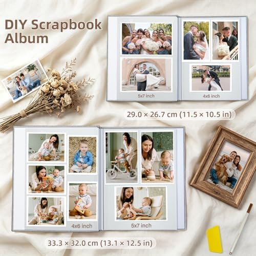 Popotop Photo Album Self Adhesive Scrapbook Album for 4x6 5x7 8x10 Pictures DIY Photo Book as Scrapbooking Supplies Kits, Birthday Gifts for Women Mom Wedding Baby Family Travel - Image 6