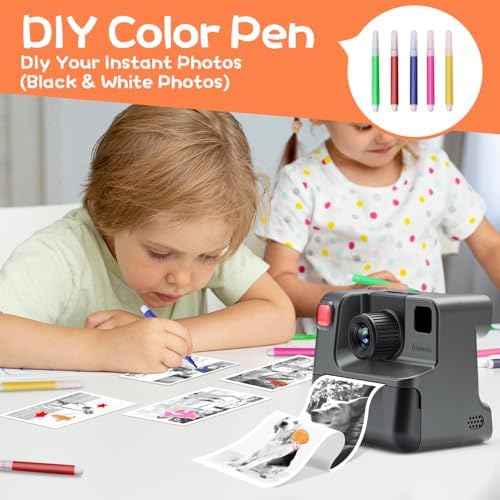 Kids Camera Instant Print, Christmas Birthday Gifts for Girl Boys 3-12 Years Old, FHD Selfie Digital Video Cameras Toddler 3 Rolls Print Paper & 32G Card - Image 5