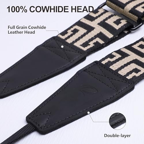 Padwa Lifestyle Extra Long Adjustable Camera Strap for Photographers - 2" Wide Full Grain Cowhide Leather Ends Camera Straps with Quick Release for All Cameras,Binoculars(White Arches) - Image 3
