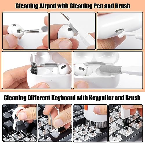 walrfid Laptop Phone Screen Cleaner Kit, Computer Keyboard Brush Cleaning Spray for iPhone AirPods MacBook iPad, 20-in-1 Electronic Device Clean Tool for Camera Earbud Car Screens (White) - Image 4