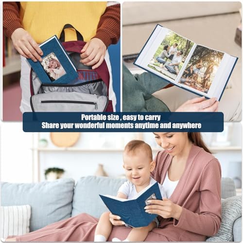 Photo Album 4x6 100 Pockets, Linen Cover Top Loader Vertical, Slip-in Picture Blue Pockets Albums for Wedding, Family, Anniversary, Baby, Vacation - Image 6