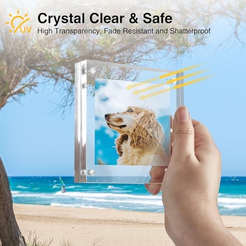 HOUSE DAY Acrylic Picture Frames 4x4, 1 Pack Magnetic 4 x 4 Picture Frame - Image 5