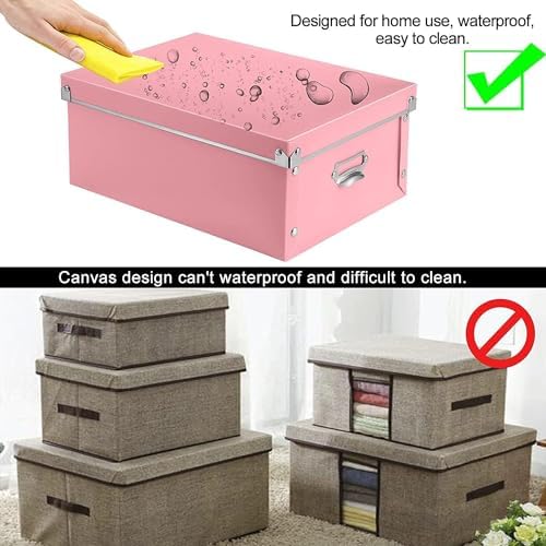 XUCHUN File Storage Boxes, Foldable Storage Bins with Lid 3 in 1 Set, Press-Stud Fastening, Moisture-Proof, Space Saving Storage, Photoes, Files, Closets - Image 6