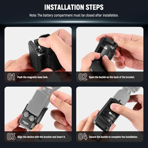 NEEWER Basics Magnetic Mount Stand Compatible with DJI Osmo Pocket 3 & Creator Combo, Multifunctional Accessories Expansion Adapter Bracket, 180° Tilt Plastic Camera Holder with Cleaning Cloth, AC015 - Image 6