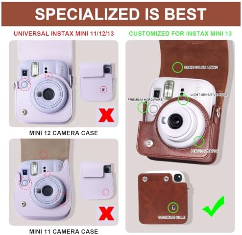 CAIYOULE Camera Case for Fujifilm Instax Mini 13 Instant Camera, Brown - Image 3