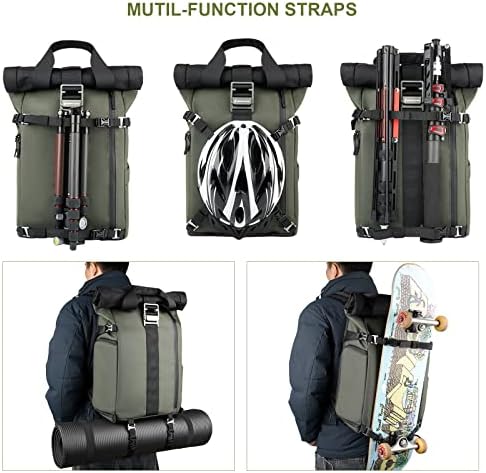 Besnfoto Camera Backpack for Photographer DSLR SLR Waterproof Camera Bag with Laptop Compartment Tripod Holder Roll Top Photographer Case for Hiking Traveling - Image 3