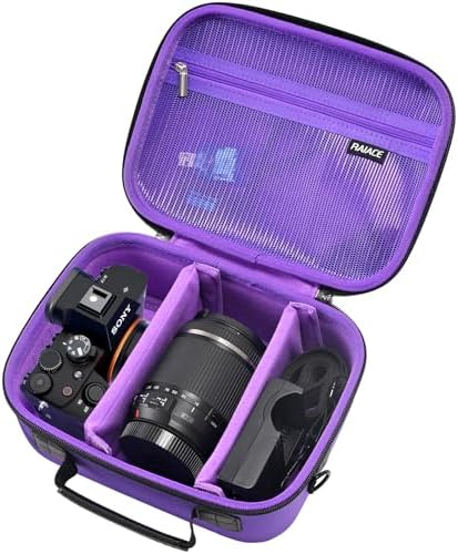 RAIACE Hard Case Compatible with Sony Alpha 7 II III IV/7R V Camera, for Nikon, for Canon, for Pentax and More. Mesh Pocket for Charger, Cables, Cards and Accessories. (case only) (Purple) by RAIACE