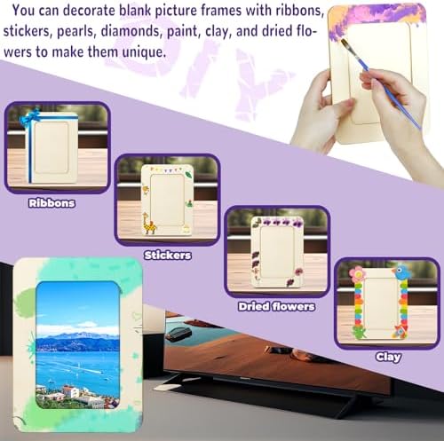 VOKOY 20 Pack Wooden Picture Frames for Crafts, DIY Wood Craft Picture Frames Bulk for 4" x 6" Photos,Unfinished Standing Photo Frames DIY Crafts Wood Decorate for Birthday Party Gifts - Image 5
