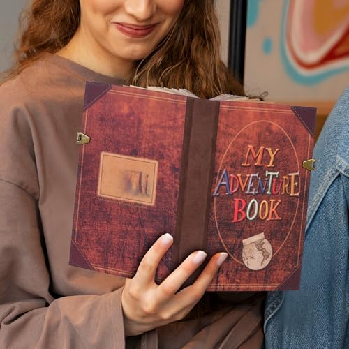 My Adventure Book Luxury Faux Leather Journal - 164 Page 8.2 * 5.9 inch Scrapbook, Vintage 3D Embossed Photo Album & Travel Diary | Anniversary Wedding Valentine Gift Set for Couples - Image 4