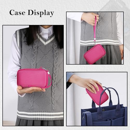 RAIALL Camera Case for Canon PowerShot SX740 HS/ SX730 HS/ SX720 HS/ SX620 HS Digital Camera, Hard Carrying Case Protective Travel Bag, Mesh Pocket for Batteries and USB Cable, Rose Red - Image 2