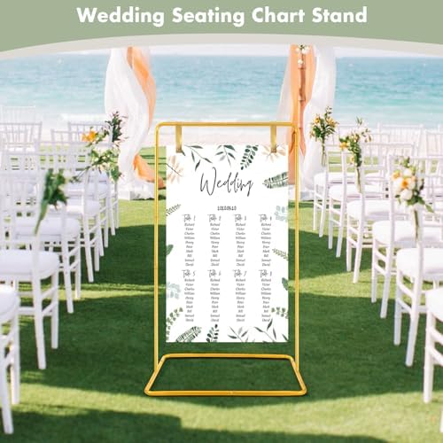 ParseBio Welcome Sign Holder Gold Wedding Easel Stand with 4 Leather Straps - Image 3