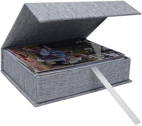 4x6 Photo Storage Box, Premium Linen Memory Box for Photos, Pictures, Certificates, Scrapbooking Supplies & Jewelry - Portable, Stackable Organizer for Home, Crafters & Collectors by CHERRICH