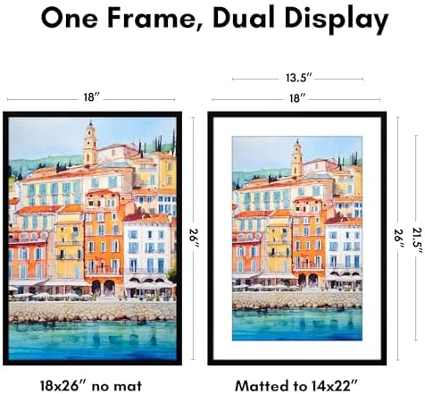 Americanflat 18x26 Poster Frame - Matted to 14x22 - Slim Molding - Black - Image 2