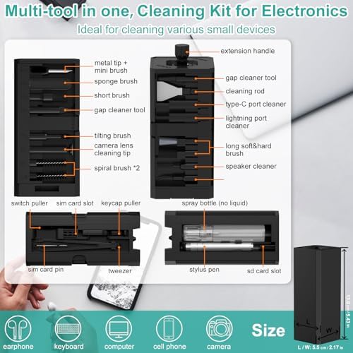 VICHYIE 32 in 1 Multi-Function Cleaning Kit for Electronic Devices (Black) - Image 7