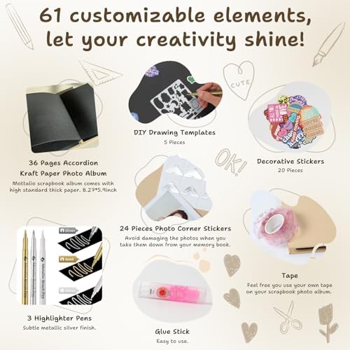 DIY Scrapbook Album Creative Scrapbooking Kit Photo Album 3D Interactive Memory Book for Wedding, Baby, Anniversary, Family Photos Adventure Book Travel Diary Photo Book Album DIY 3D Decoration Card - Image 5