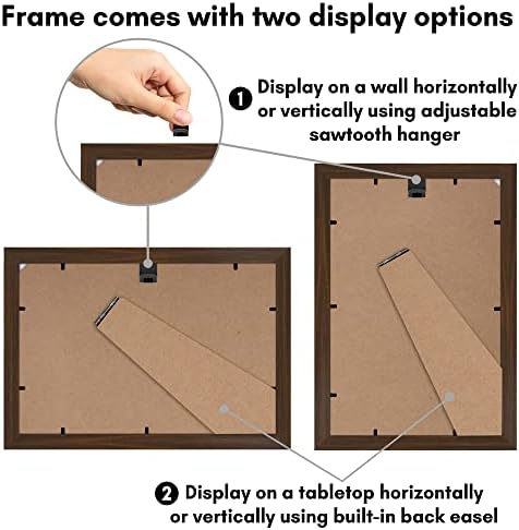 Americanflat 8x12 Picture Frame with Shatter-Resistant Glass - Signature Collection - Gallery-Style Frames Made of Engineered Wood - Photo Frame for Tabletop and Wall Display - Walnut - Image 5