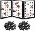 Geelin 54 x 24 Inch Photo Display Board with Clip Farmhouse Picture Display Wooden Rustic Freestanding Picture Collage Frame Wedding Tabletop Decor for Home Dorm (3 Panel,Black) by Geelin