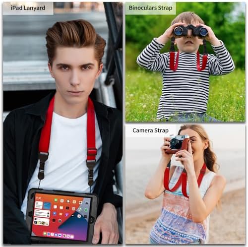 FIEIL Adjustable Shoulder Strap, Nylon Camera Strap, Comfortable Neck Strap for iPad, Cellphone Tablet, Camera, Laptop, Binocular, Luggage Bag (Red Universal Lanyard) - Image 3