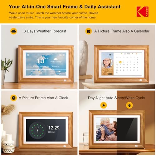 KODAK 14.1 Inch FHD Digital Picture Frame, 1920x1080 G+G IPS Digital Photo Frame with 32GB Large Storage, Quad-Core CPU, Premium Solid Wood Frame, Easy Photo Transfer via WiFi APP/Email/USB/SD Card - Image 5