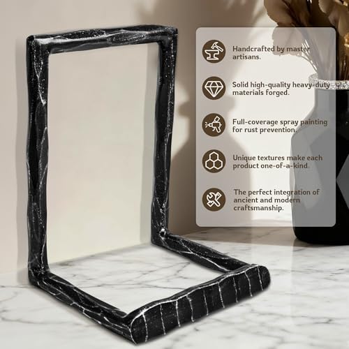 BEGINS 8 Inch Hand-Forged Plate Stand, Vintage Black Metal Photo Frame Display Stand, Tabletop Decorative Stand for Plater, Picture Frame, Book - Image 2