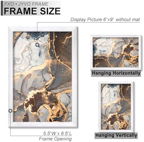 6x9 Picture Frame Set of 2 White Engineered Wood Tabletop/Wall Hanging - Image 4