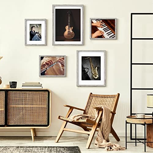 BSRHOMR 12x16 Picture Frame with Mat, Distressed Gray Photo Frame 6 Pack with 8.5 x 11 Mat, Display Wall Mount for Home Decor - Image 4