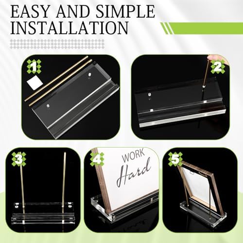 CroBlissful Tabletop Acrylic Display Stand 6 x 3.5 x 6 Inch Clear Easel Acrylic Book Display Holder Artwork Storage Rack for Picture Frame Albums Record Magazine Tablet Canvas Board (Gold) - Image 4