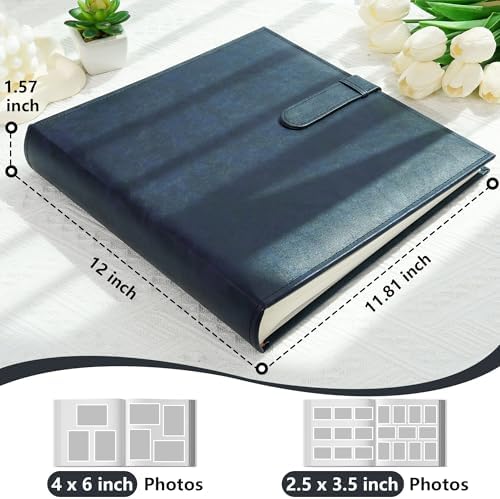 Vienrose Scrapbook Photo Album, 12x12 Inches, 60 Pages, Dark Blue - Image 2