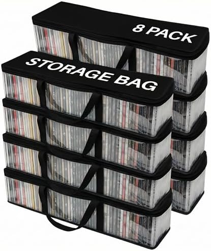 Evelots CD Storage Bags, 8 Pack, Holds 400 CDs with Handles by Evelots