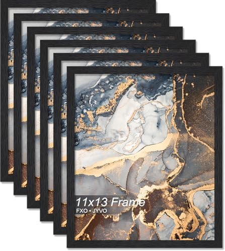 Fxojyvo 11x13 Picture Frame Set of 6 Black Engineered Wood Wall Hanging by Fxojyvo