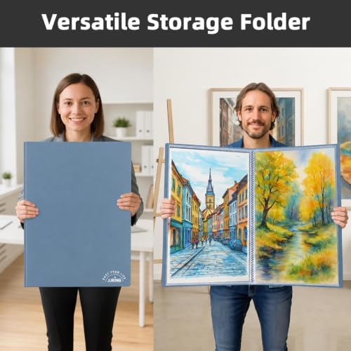 18x24 Blue Art Portfolio Folder Displaying 48 Pages With Plastic Sleeves - Image 5